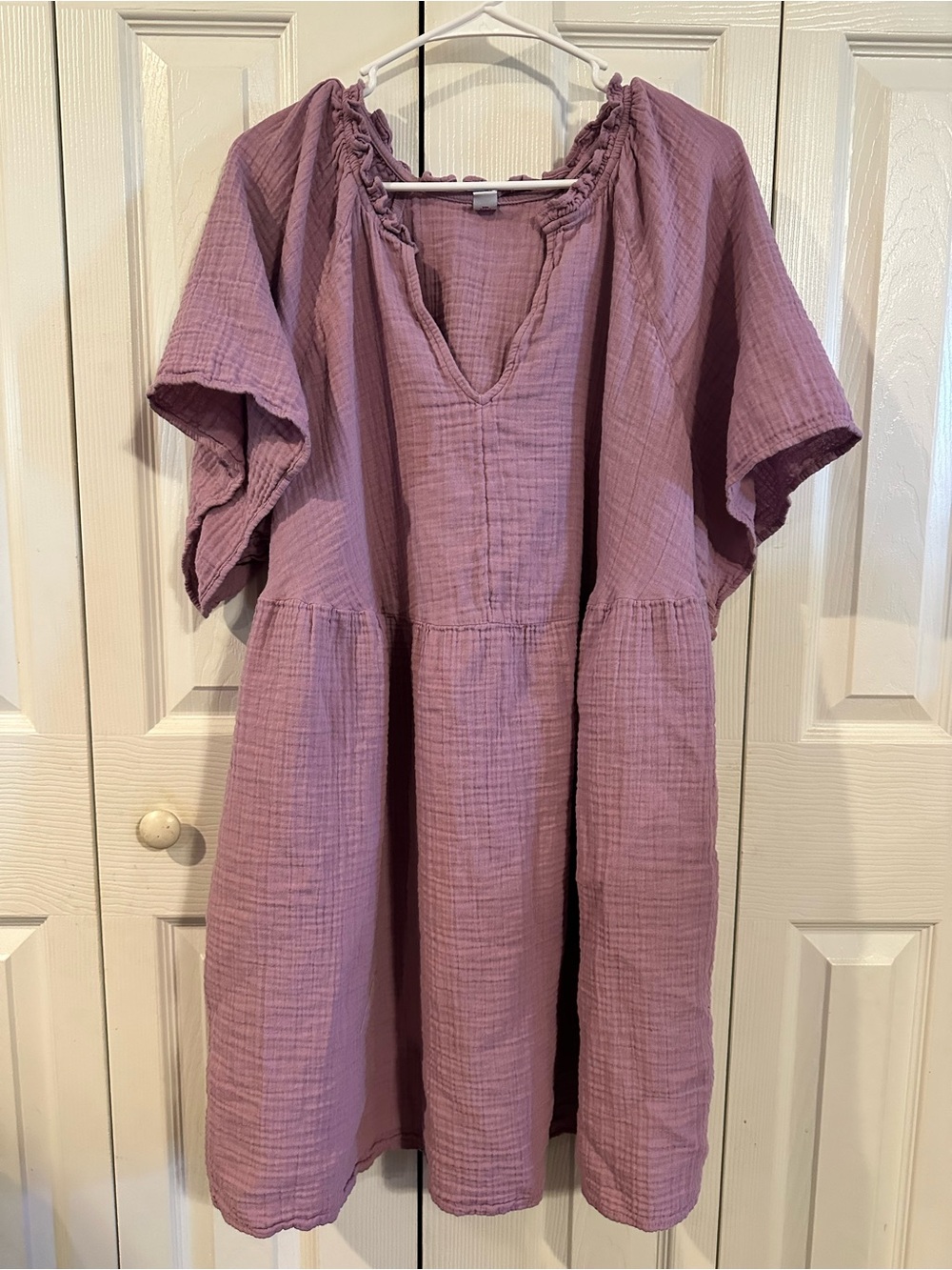 Old Navy Split-Neck Gauze Mini Swing Dress